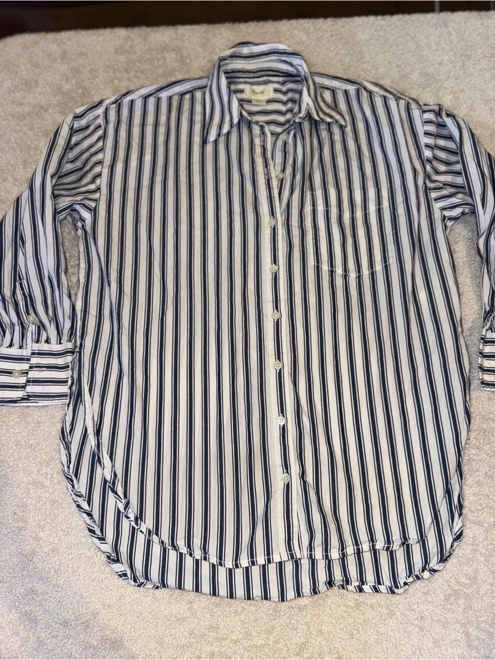 Maeve by Anthropologie Women’s Striped Button-Up Shirt - Navy & White